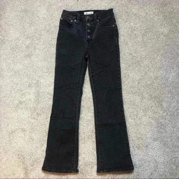 Madewell Boot Cut Jeans Cali Demi Boot Grey Button Fly Cropped - Picture 1 of 10
